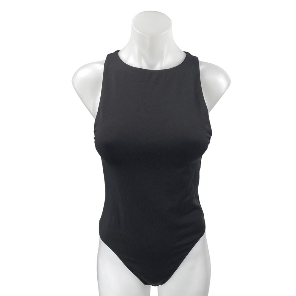 Aritzia Babaton Women's Black Sleeveless Racerback Thong Bodysuit Tank Top Sz M